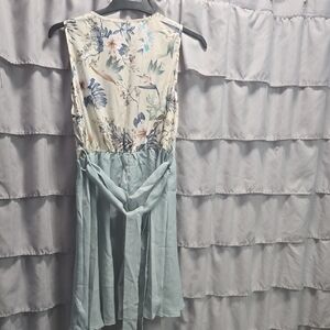 SHEIN Floral Print Mini Dress - Cream and Blue